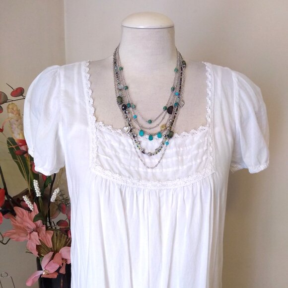 Vintage NEW Andante Handmade 7 Strand Teal Blue Beads Silver Necklace & Earrings - Picture 5 of 9